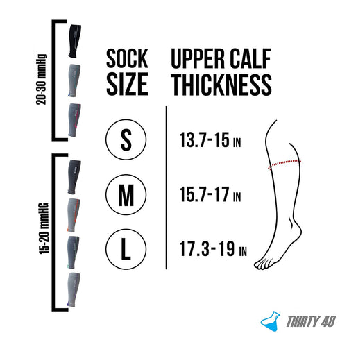 Thirty48 "The Sock Geeks" Cp Series Calf/Shin Splint Guard Compression Sleeves, 1 Pair, Gray/Green, Small