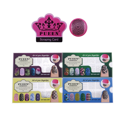 PUEEN Nail Art Stamping LOVE BOX I - 4 Lover Collection Plates - Unique Nailart Polish Accessories Kit