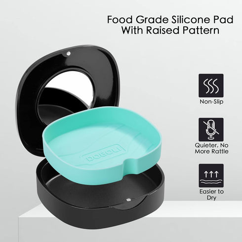 Doboli 2 Pack Retainer Case - Vent Holes, Mirrors, Compatible with Invisalign, Night Guards, Includes Storage Bag