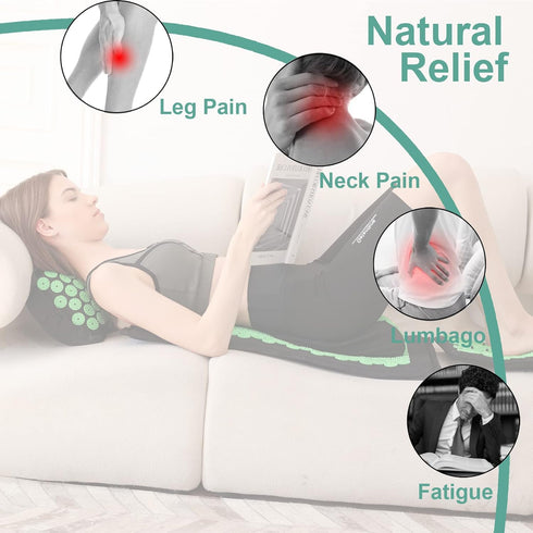 XiaoMaGe Acupressure Mat and Pillow Set with Carrying Bag, Acupuncture Mat for Neck & Back Pain Relief