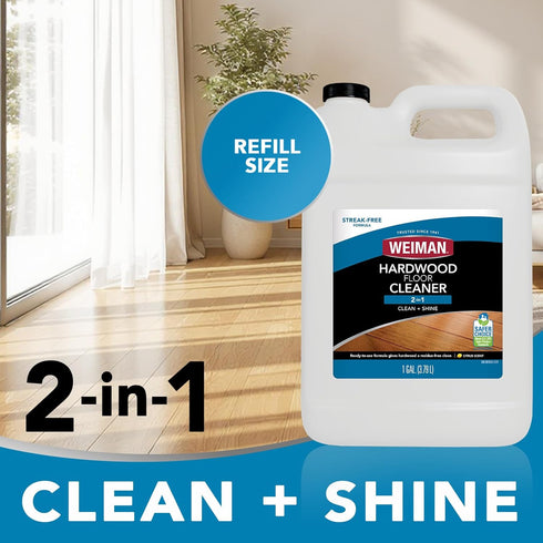 Weiman Gallon Hardwood Floor Cleaner with Refillable Squeeze Bottle - Perfect for Finished Wood