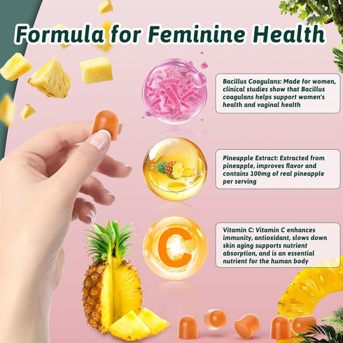 Gummies Immune 60 Gummies Feminine Balance for Women - Premium Balance Supplement for Women PH Health, Gut Healthy