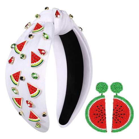 Watermelon Rhinestone Crystal Headbands for Women's Summer Beach Vacation Outfits (Watermelon 1, Set of 3)