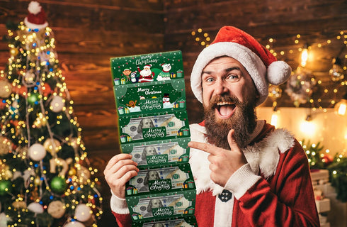 JWSCYSY 10 Christmas Money Gift Cards Envelope for Cash, Money Holder with Slots for Cash, Surprise Christmas Xmas