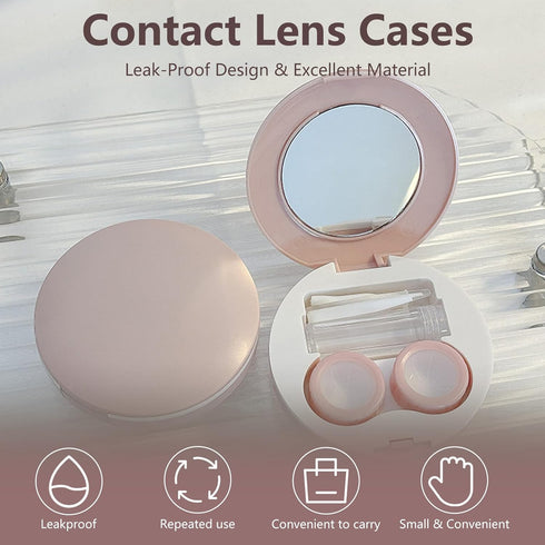 2 Pack Travel Contact Lens Case Kit, Portable Eye Case with Mirror, Remover Tool, Tweezers & Solution Bottle