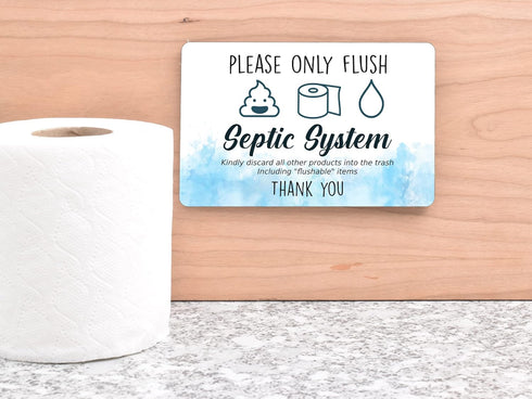 Septic Tank Bathroom Sign | Fun Adhesive Septic System Signs for Toilet | Novelty WC Septic Sign