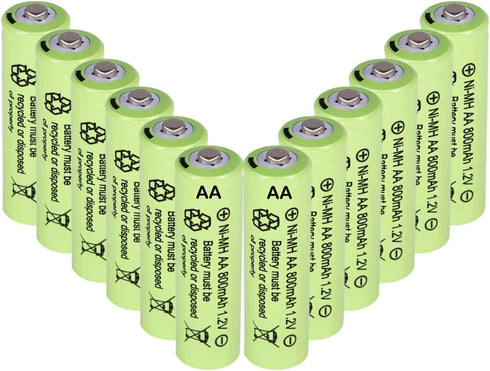 1.2V NI-MH AA 800mAh Rechargeable Batteries, 12 Pack Double A for Solar Lights, String Lights, Mouse, Keyboard
