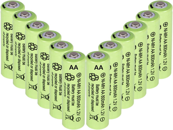 1.2V NI-MH AA 800mAh Rechargeable Batteries, 12 Pack Double A for Solar Lights, String Lights, Mouse, Keyboard