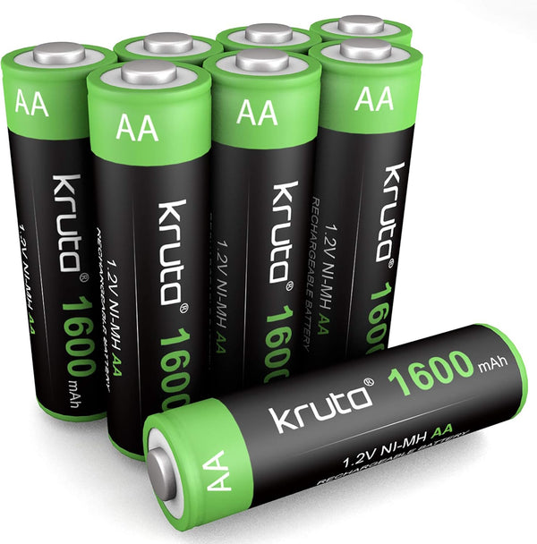 Kruta Solar Lights Batteries AA 1600mah High Capacity 1.2V Ni-MH Rechargeable AA Solar