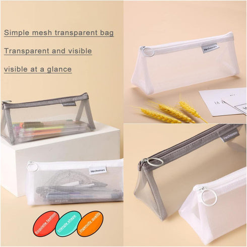 Mesh Cosmetic Bag - Portable Clear Makeup Bags Mesh Zipper Pouch for Home Office Travel Accessories (2PCS)