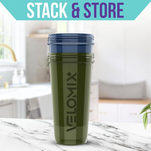 2 Pack 28 oz Protein Shaker Bottles for Protein Mixes - Leak Proof Shaker Cups - Green & Blue