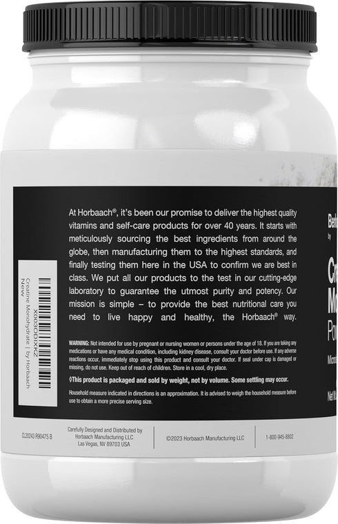 Horbaach Creatine Monohydrate Powder - 2.2lbs, HPLC Purity Tested, Vegetarian & Non-GMO Supplement