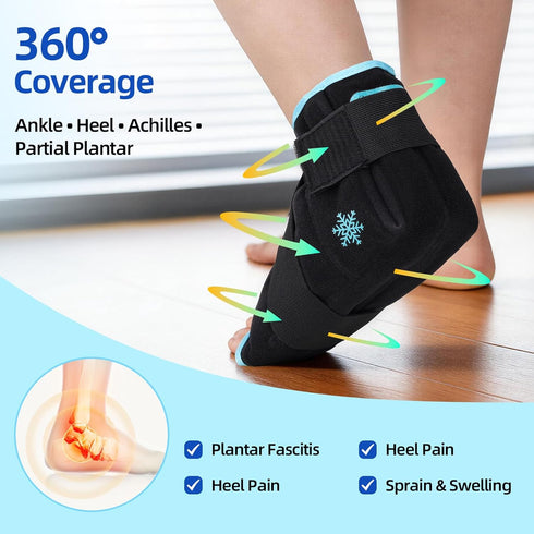 Pack 2 Pack Comfytemp Ankle Ice Wrap for Plantar Fasciitis Relief, Foot Support Brace for Sprain, Cold Bag for Injury