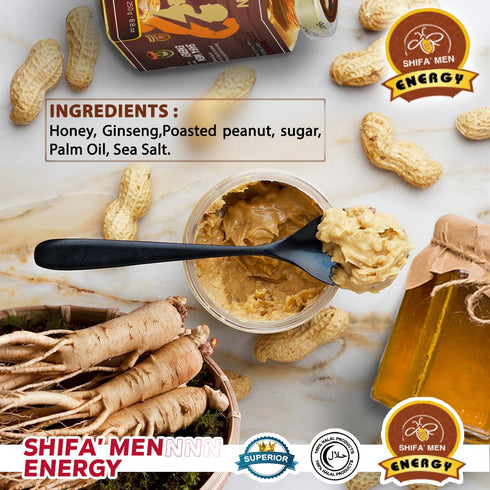 SHIFA MEN ENERGY 250g 8.8 oz Restivo Peanut Butter Natural Ginseng & Honey for Men - /