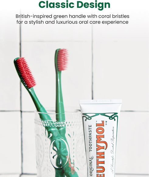 Euthymol Toothbrush, Regular, 6 Count, Curved Soft Bristles for Sensitive Teeth, Gentle Cleaning for Family