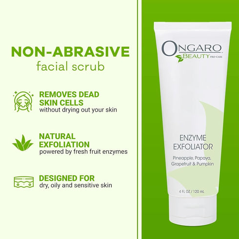 Ongaro Beauty Organic Face Scrub - Natural Exfoliating Face Wash & Enzyme Peel for Sensitive Skin, 4 FL OZ