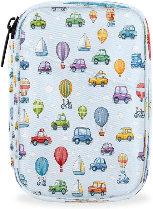 Skerhhux Colorful Cartoon Cars Pill Case Travel Pill Organizer Weekly 7 Day Portable
