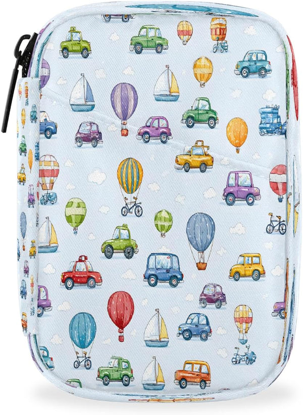 Skerhhux Colorful Cartoon Cars Pill Case Travel Pill Organizer Weekly 7 Day Portable