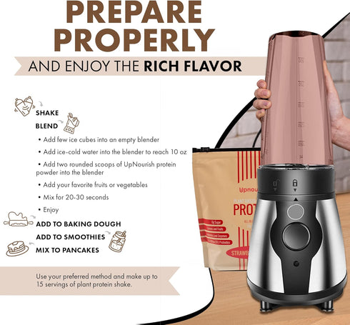 UpNourish Strawberry Banana Vegan Protein Powder | Meal Replacement Shake, Gluten Free, Dairy Free | 15 Servings,