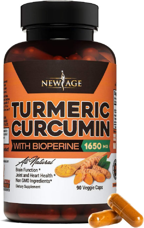 Turmeric Curcumin with Bioperine Capsules, Natural Joint & Healthy Support with 95% Standardized Curcuminoids (90 Count)