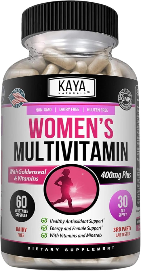 Kaya Naturals Women's Multivitamin, Antioxidant & Immune Support, Vitamins A, D, C, E, Biotin, 60 Count