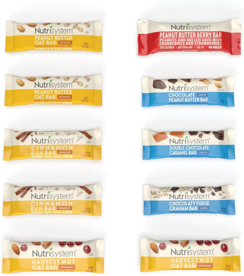 Pack, 10 Count Nutrisystem Breakfast and Lunch Bar Variety Helps Support Weight Loss