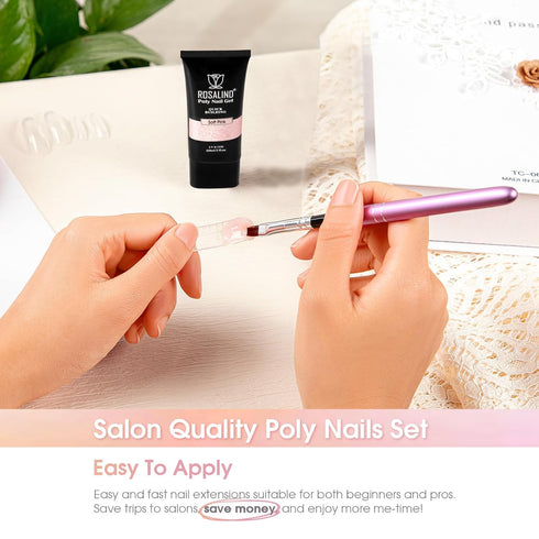 ROSALIND Pink Poly Nail Gel, 2 oz Soft Pink Poly Extension Gel for Natural Builder Nail Decoration, Long-Lasting