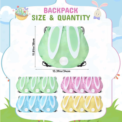 Yoojahow 24 Backpack Pcs Bunny Drawstring Bags Cute Rabbit Ear Reusable Candy Goodie Gift Bags for Bunny Birthday Party
