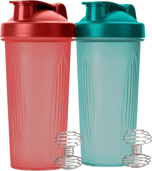 Mr. Pen Shaker Bottles for Protein Mixes, 28 oz, 2 Pack, Blue & Red, Protein Shaker Bottle with Wire Whisk Ball