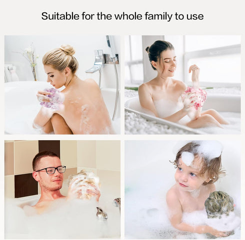 Loofah Bath Sponge Shower Loofahs - 4 Pack Soft Loofa Exfoliating Body Scrubber for Men and Women