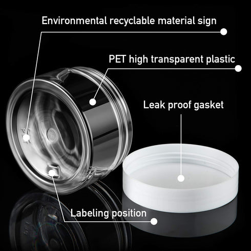 36 Packs Plastic Jars - Round Clear Leak Proof Cosmetic Container Jars with Black Lids for Lotions, Ointments, Travel