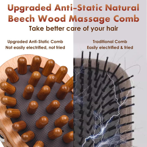 Wooden Massage Comb, Body Scalp Trigger Point Massage Tool, Meridians Massager, Gua Sha Massager Comb for Body Relief