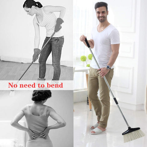 Broom and Dustpan Set for Home, Indoor Upright Dustpan Combo with Long Handle for Kitchen, Office