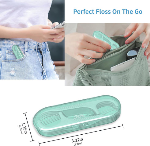 Dental Flossers 2 Pcs Mini Portable Case, Refillable Toothpicks Dispenser, 10 Count Floss Picks Organizer for On-The-Go