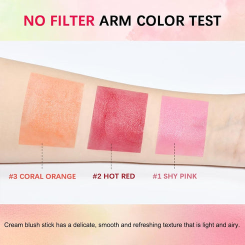 Multi-Use Makeup Blush Stick - Waterproof Tinted Moisturizer for Eyes, Lips, and Cheeks in Shy Pink