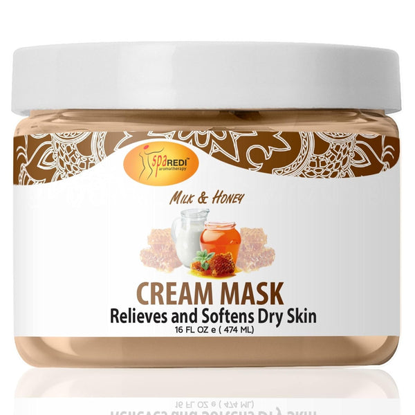 SPA REDI Body and Foot Cream Mask, Milk and Honey, 16 Oz, Hydrating Pedicure Massage for Tired Feet