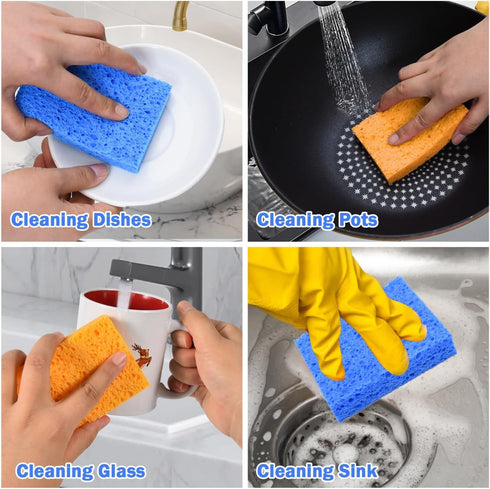YoleShy 20 Pack Sponges Kitchen Natural Compressed Cellulose Sponges for Dishes Non Scratch for Household Cookware