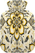 miaozhen 2L Tummy Paisley Flower Dark Black Yellow Gold Water Bottle for hot Water with Soft Cover Warmer Bag