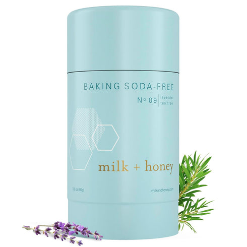 milk + honey Deodorant No. 09 - Baking Soda Free, Aluminum-Free Natural Deodorant for Women & Men, Lavender Tea Tree