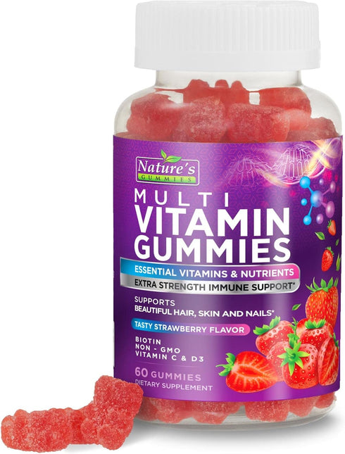 Gummy Multivitamin for Adults, Extra Strength Multi Gummies, Immune Health Support, 60 Count