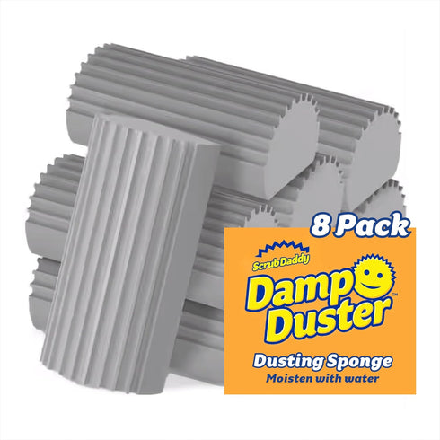 Damp Duster Dusting Sponges (8 Count) - Reusable Dust Remover for Household Cleaning, Scrub Daddy Duster for Vents &
