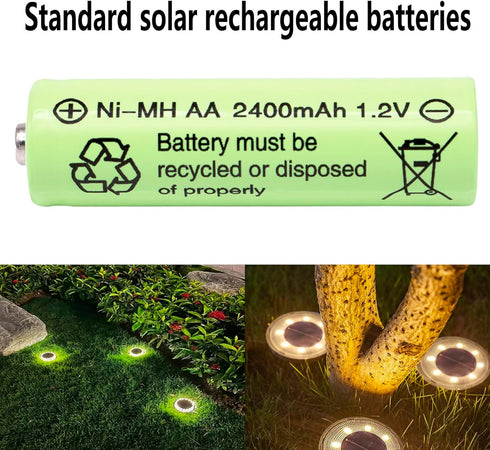 12 Packs AA 2400mAh High Capacity Rechargeable Batteries, 1.2V NiMH Low Self Discharge for Solar Lights