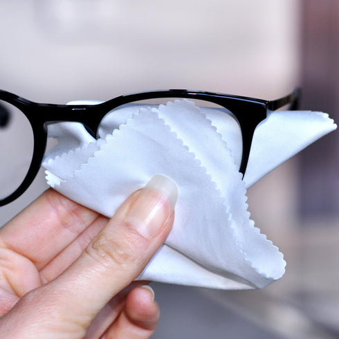 Eyeglasses Cleaning Cloths Bulk (5.5"x5.5", White, 100 pcs) for Lenses, Screens, Cameras, Delicate Surfaces