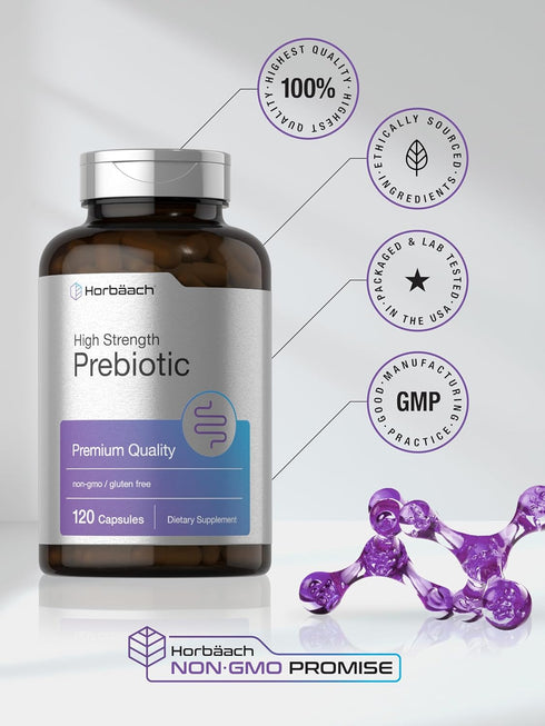 Horbaeach Prebiotic for Men and Women | 120 Powder Pills | High Strength & Premium Quality Supplement