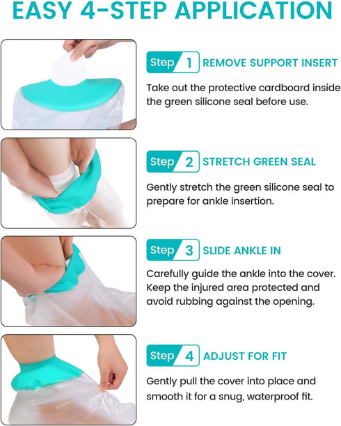quiheat Waterproof Leg Cast Cover for Showering, Reusable Shower Sleeve for Foot After Surgery, Watertight Non-Slip