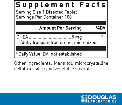 Douglas Laboratories DHEA 5 mg | Micronized Supplement to Support Immune Health, Brain, Bones, Metabolism and Lean Body Mass | 100 Tablets