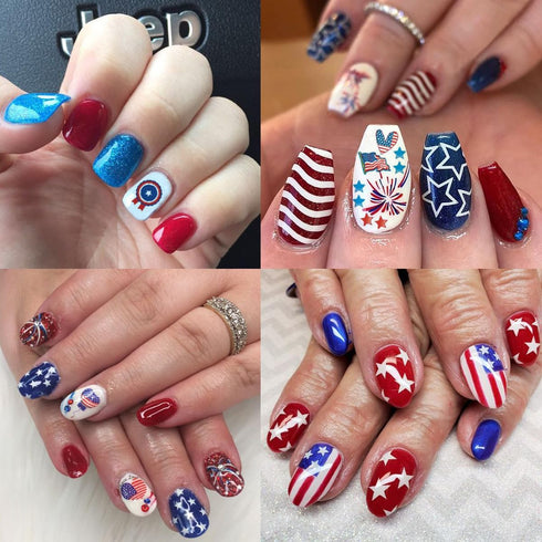 6 Sheets Independence Day Nail Art Stickers, 4th of July Nail Decals, 3D Self-Adhesive Art Supplies for Women