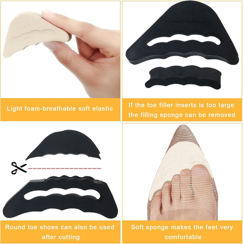 Geyoga 12 Pairs Heel Grips Liner Cushions Inserts for Loose Shoes, Metatarsal Pads and Adjustable Toe Filler Inserts