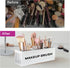 Suli Large White Makeup Brush Holder Organizer, Wooden Cosmetic Brushes Storage with 3 Slots