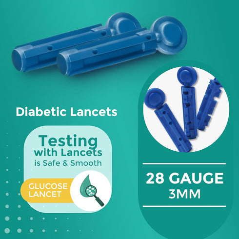 28G 3mm Blood Lancets, 100 Pcs Box Diabetic Lancets for Testing, Fits Most Lancit Devices, Sterile Safety Lancets
